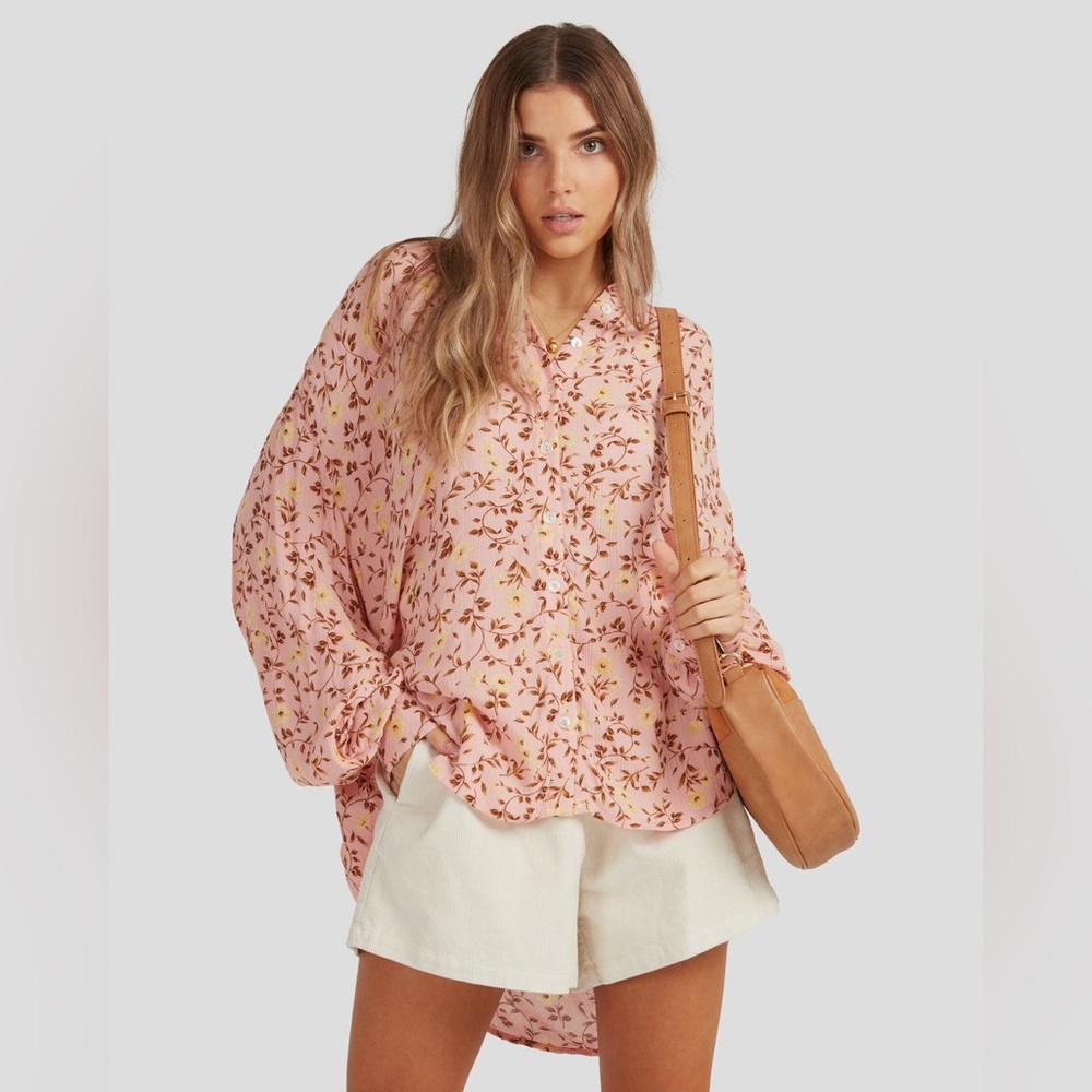Billabong Oversized Shine On Button-Up Top | Blouse
